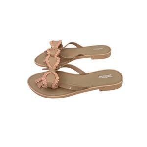 Melissa Shoes Nude Pink Bow Flip Flops Sandals Size Women's 7
